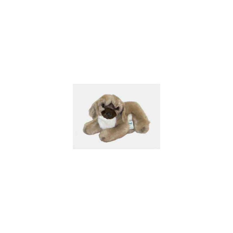 Animaux-Bois-Animaux-Bronzes propose Chien Leonberg 28 cm peluche animaux allongés réaliste Piutre 3366
