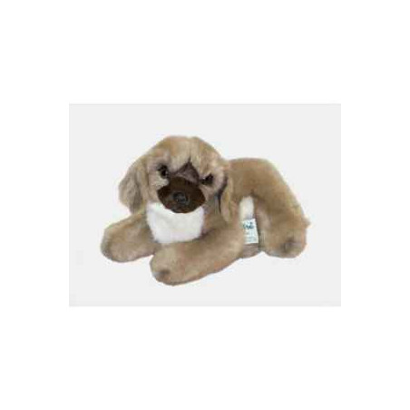 Animaux-Bois-Animaux-Bronzes propose Chien Leonberg 28 cm peluche animaux allongés réaliste Piutre 3366