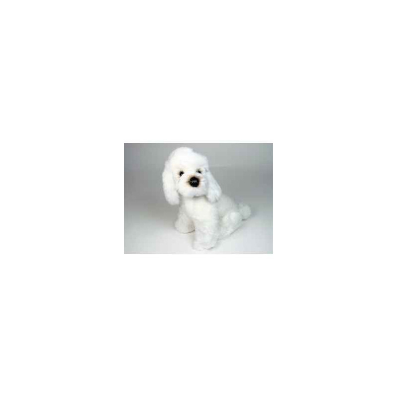 Animaux-Bois-Animaux-Bronzes propose Chien caniche blanc 35 cm assis réaliste Piutre 281