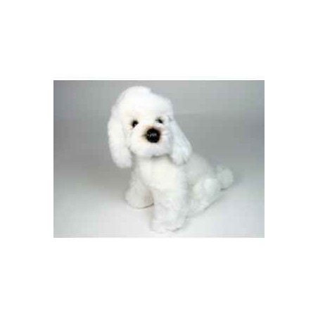 Animaux-Bois-Animaux-Bronzes propose Chien caniche blanc 35 cm assis réaliste Piutre 281