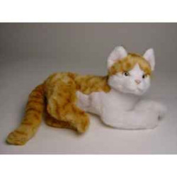 Animaux-Bois-Animaux-Bronzes propose Chat roux et blanc 30 cm peluche animaux allongés réaliste Piutre