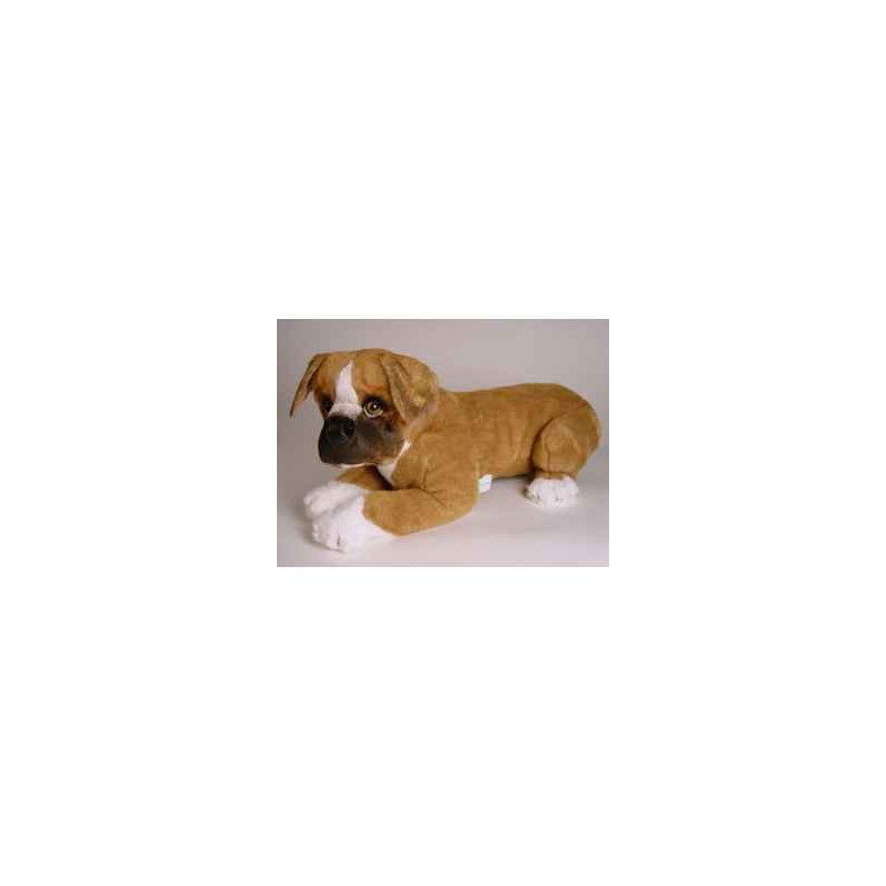 Animaux-Bois-Animaux-Bronzes propose Chien Boxer 45 cm peluche animaux allongés réaliste Piutre 2285