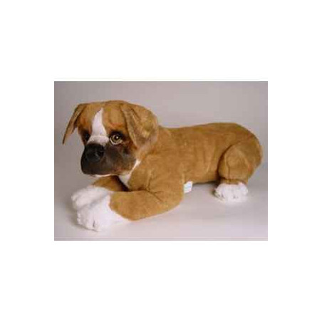 Animaux-Bois-Animaux-Bronzes propose Chien Boxer 45 cm peluche animaux allongés réaliste Piutre 2285