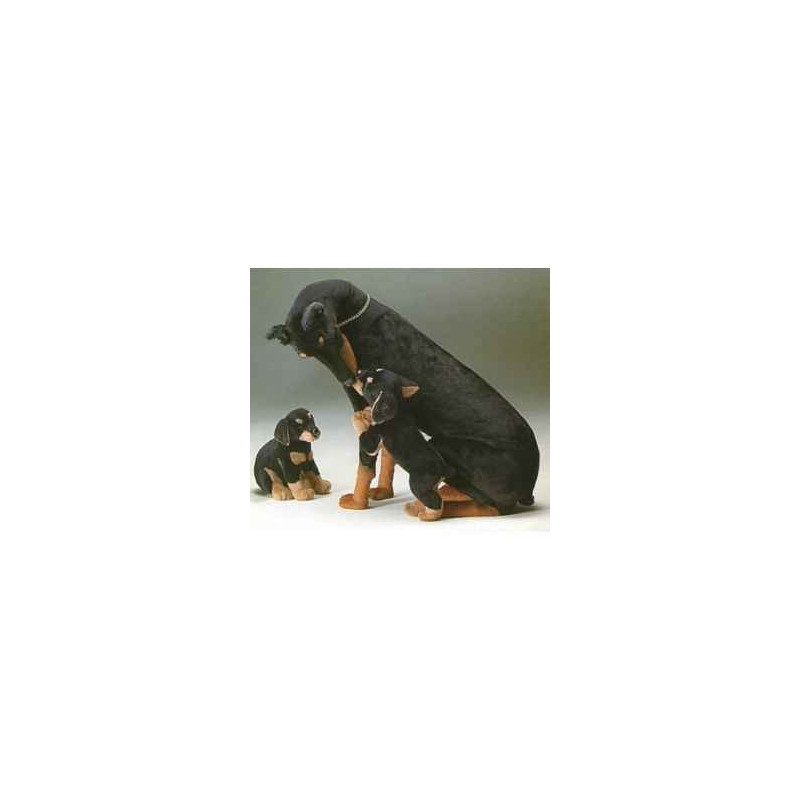 Animaux-Bois-Animaux-Bronzes propose Chien Doberman avec chiot cm peluche réaliste Piutre 263