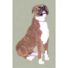 Animaux-Bois-Animaux-Bronzes propose Chien Boxer 80 cm assis peluche réaliste Piutre 2287