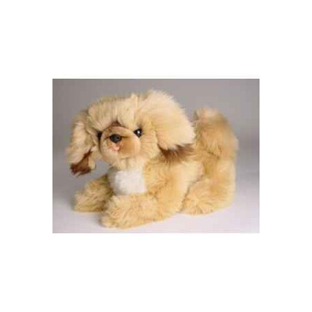 Animaux-Bois-Animaux-Bronzes propose Chien Pékinois 30 cm peluche animaux allongés réaliste Piutre 3253