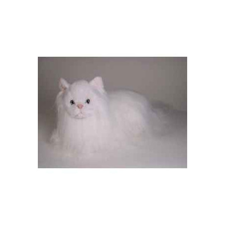 Animaux-Bois-Animaux-Bronzes propose Chat angora blanc 45 cm peluche animaux allongés réaliste Piutre