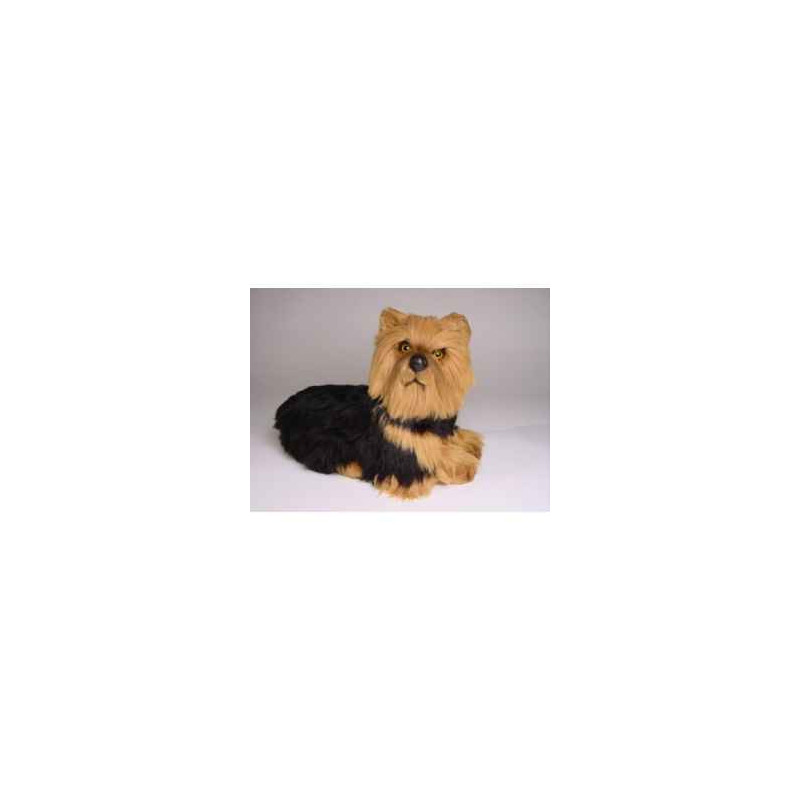 Animaux-Bois-Animaux-Bronzes propose Chien Yorkshire terrier 35 cm peluche animaux allongés réaliste Piutre 3299