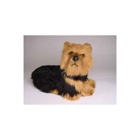 Animaux-Bois-Animaux-Bronzes propose Chien Yorkshire terrier 35 cm peluche animaux allongés réaliste Piutre 3299