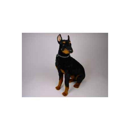 Animaux-Bois-Animaux-Bronzes propose Chien Doberman 75 cm assis peluche réaliste Piutre 270