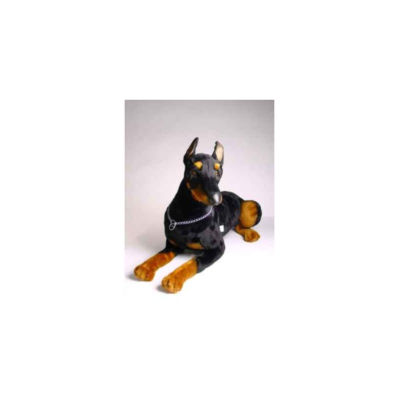 Animaux-Bois-Animaux-Bronzes propose Chien Doberman 70 cm peluche animaux allongés réaliste Piutre 271