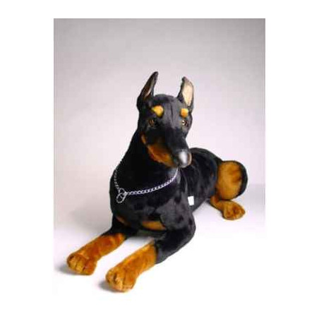 Animaux-Bois-Animaux-Bronzes propose Chien Doberman 70 cm peluche animaux allongés réaliste Piutre 271