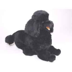Animaux-Bois-Animaux-Bronzes propose Chien caniche noir 60 cm peluche animaux allongés réaliste Piutre 253