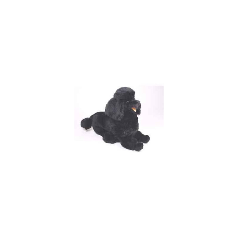 Animaux-Bois-Animaux-Bronzes propose Chien caniche noir 60 cm peluche animaux allongés réaliste Piutre 253