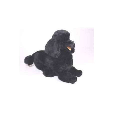 Animaux-Bois-Animaux-Bronzes propose Chien caniche noir 60 cm peluche animaux allongés réaliste Piutre 253