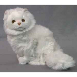 Animaux-Bois-Animaux-Bronzes propose Chat persan blanc 35 cm assis réaliste Piutre