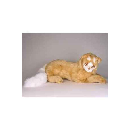 Animaux-Bois-Animaux-Bronzes propose Chat Turc de Van marron 45 cm peluche animaux allongés réaliste Piutre