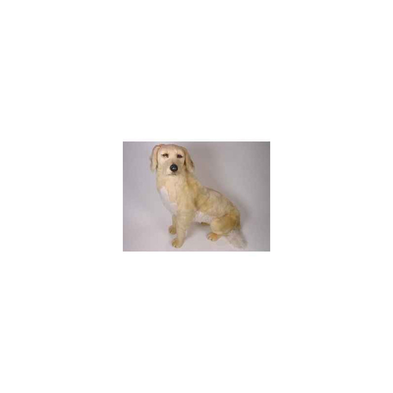 Animaux-Bois-Animaux-Bronzes propose Chien Golden retriever 85 cm assis peluche réaliste Piutre 2201