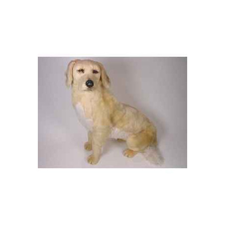 Animaux-Bois-Animaux-Bronzes propose Chien Golden retriever 85 cm assis peluche réaliste Piutre 2201