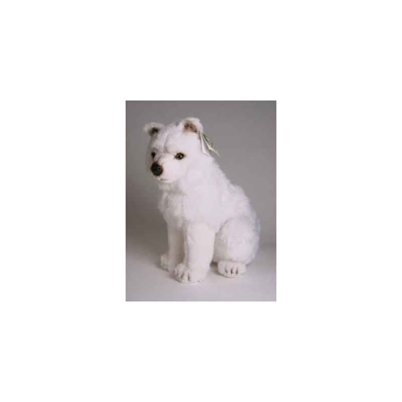 Animaux-Bois-Animaux-Bronzes propose Chien Samoyède 40 cm assis peluche réaliste Piutre 3259