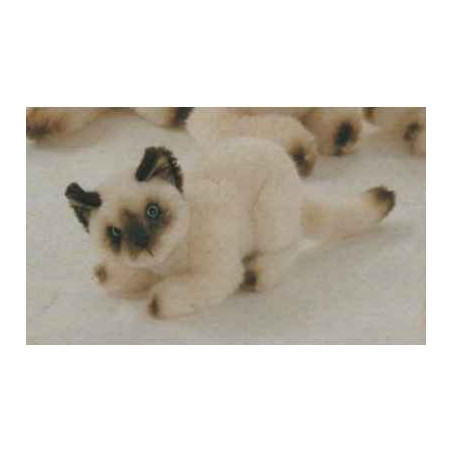 Peluche accroupie chat siamois 23 cm Piutre   2348