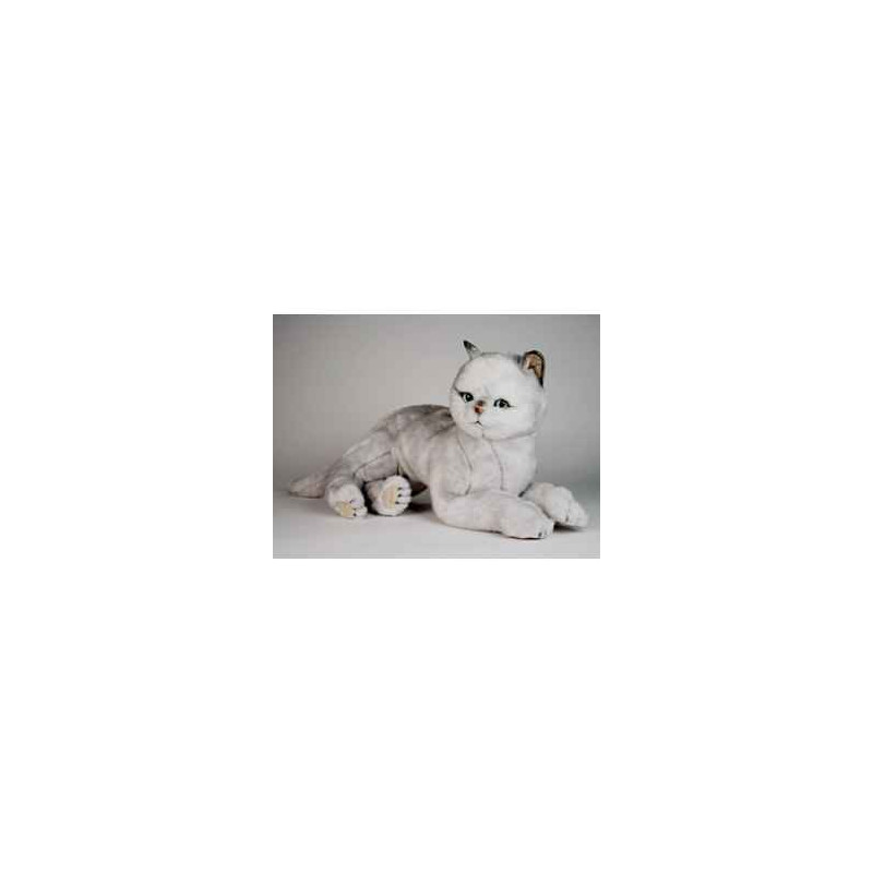 Peluche allongée chat british poils Coeurts 45 cm Piutre   2461