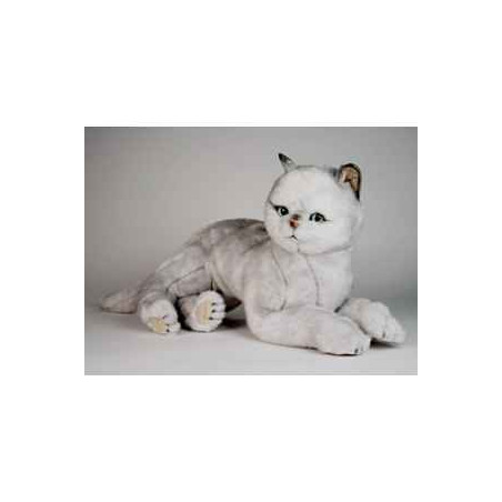 Peluche allongée chat british poils Coeurts 45 cm Piutre   2461