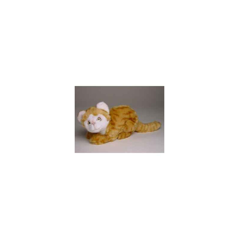 Peluche accroupie chat roux et blanc 23 cm Piutre   2341