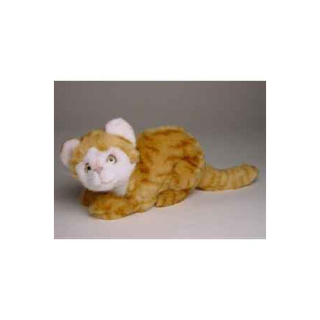 Peluche accroupie chat roux et blanc 23 cm Piutre   2341