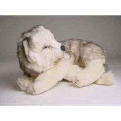 Animaux-Bois-Animaux-Bronzes propose Chien Husky de Sibérie 45 cm peluche animaux allongés réaliste Piutre 2213