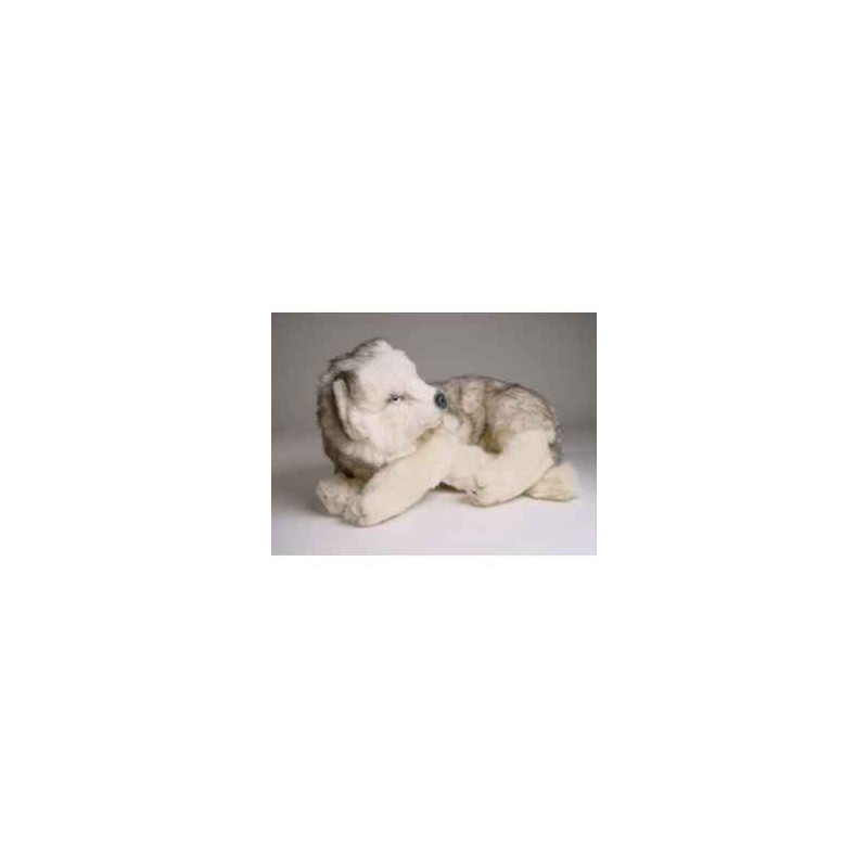 Animaux-Bois-Animaux-Bronzes propose Chien Husky de Sibérie 45 cm peluche animaux allongés réaliste Piutre 2213