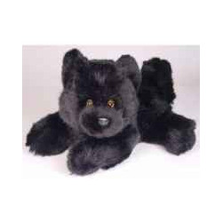 Animaux-Bois-Animaux-Bronzes propose Chien Chiot chow chow noir 40 cm peluche animaux allongés réaliste Piutre 2612