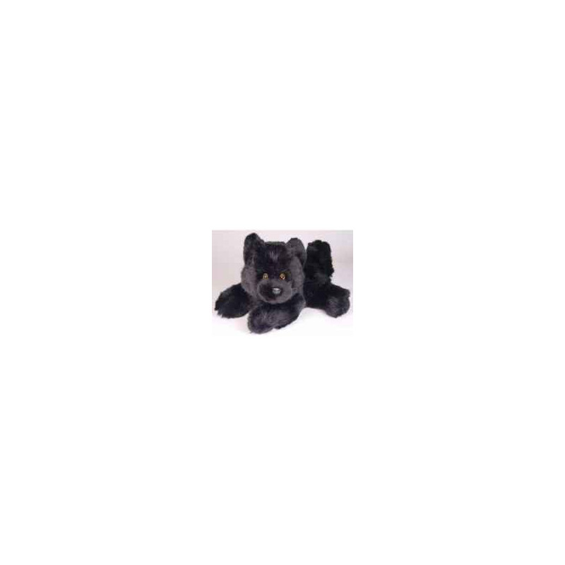 Animaux-Bois-Animaux-Bronzes propose Chien Chiot chow chow noir 40 cm peluche animaux allongés réaliste Piutre 2612