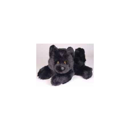 Peluche allongée chiot chow chow noir 40 cm Piutre   2612