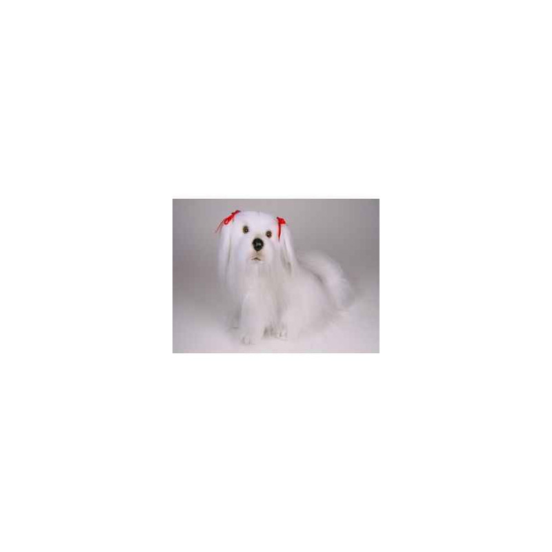 Animaux-Bois-Animaux-Bronzes propose Chien Bichon maltais 45 cm assis peluche réaliste Piutre 1229