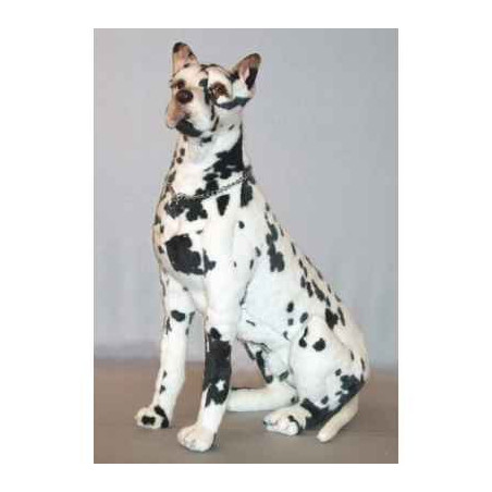 Animaux-Bois-Animaux-Bronzes propose Chien Grand Danois Harlequin 70 cm assis peluche réaliste Piutre 3267