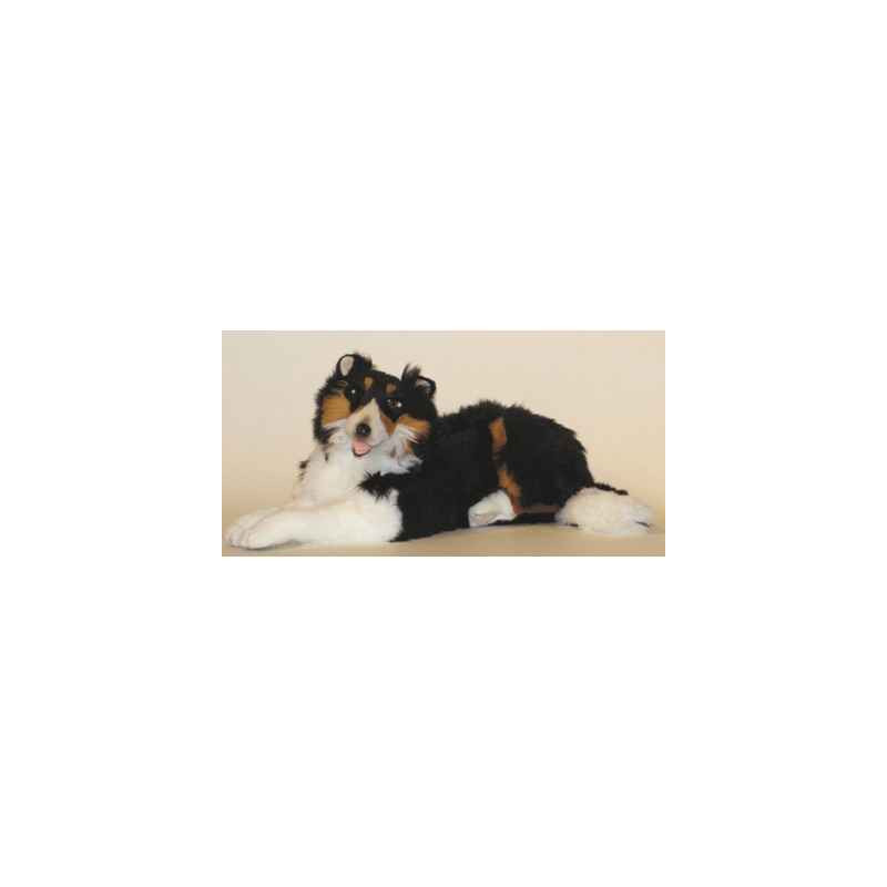 Animaux-Bois-Animaux-Bronzes propose Chien Berger shetland 70 cm peluche animaux allongés réaliste Piutre 3321