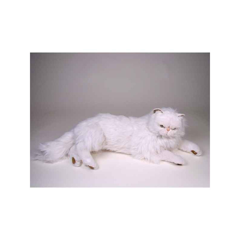 Peluche allongée chat persan blanc 50 cm Piutre   2393