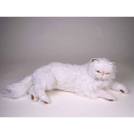 Peluche allongée chat persan blanc 50 cm Piutre   2393