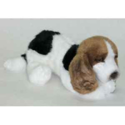 Animaux-Bois-Animaux-Bronzes propose Chien Chiot basset hound 30 cm peluche animaux allongés réaliste Piutre 3370