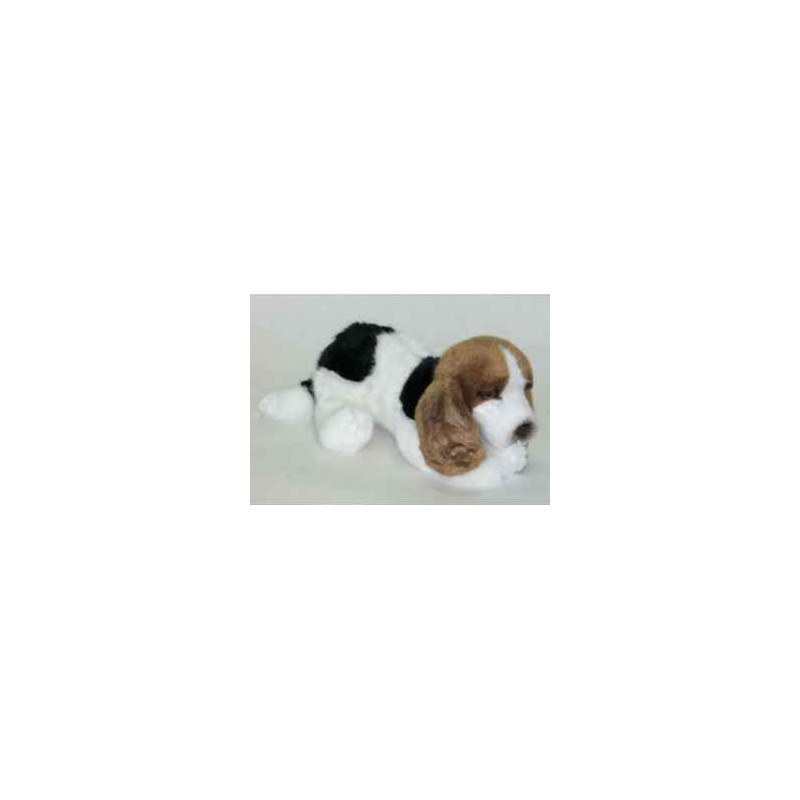 Animaux-Bois-Animaux-Bronzes propose Chien Chiot basset hound 30 cm peluche animaux allongés réaliste Piutre 3370