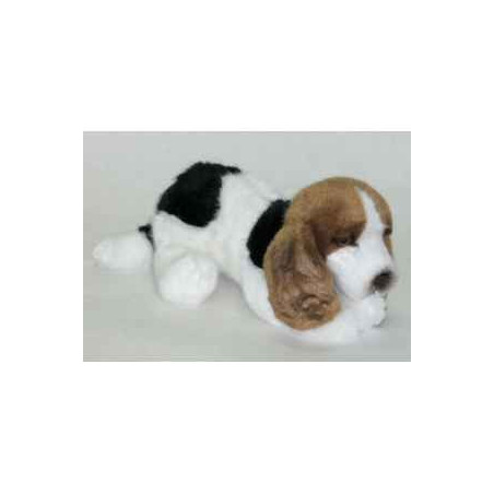Animaux-Bois-Animaux-Bronzes propose Chien Chiot basset hound 30 cm peluche animaux allongés réaliste Piutre 3370