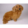 Animaux-Bois-Animaux-Bronzes propose Chien Teckel dachshund, poils longs 60 cm assis peluche réaliste Piutre 2252