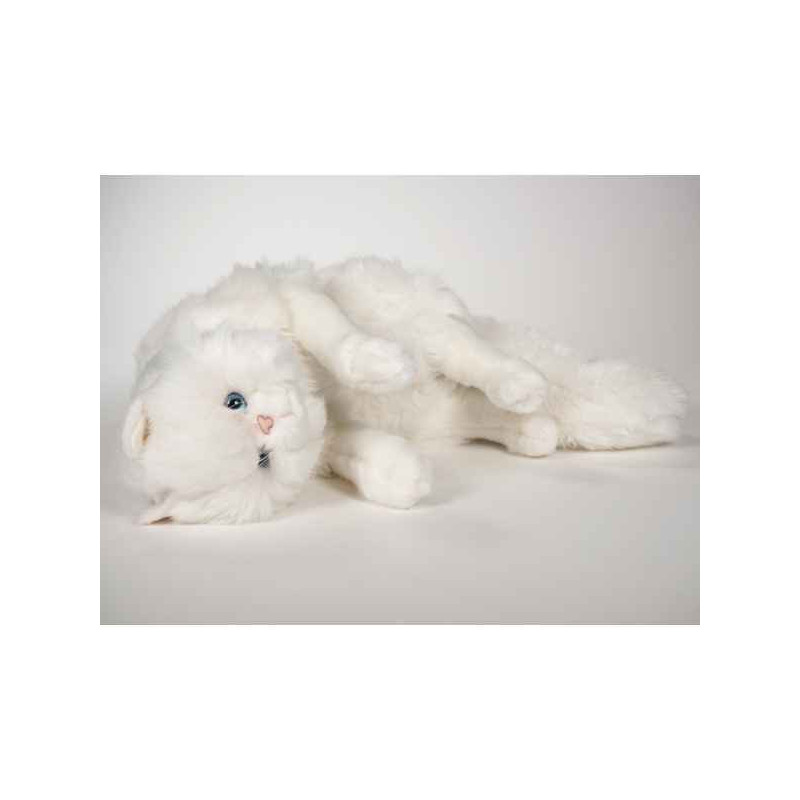 Animaux-Bois-Animaux-Bronzes propose Chat persan blanc qui joue 50 cm peluche réaliste Piutre