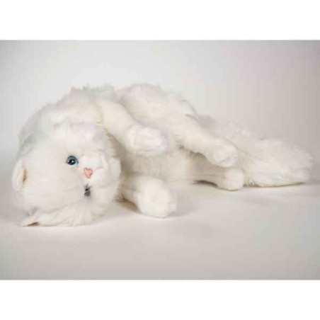 Animaux-Bois-Animaux-Bronzes propose Chat persan blanc qui joue 50 cm peluche réaliste Piutre