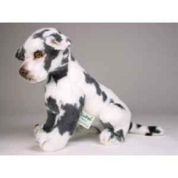 Animaux-Bois-Animaux-Bronzes propose Chien Grand Danois Harlequin 35 cm assis peluche réaliste Piutre 3311