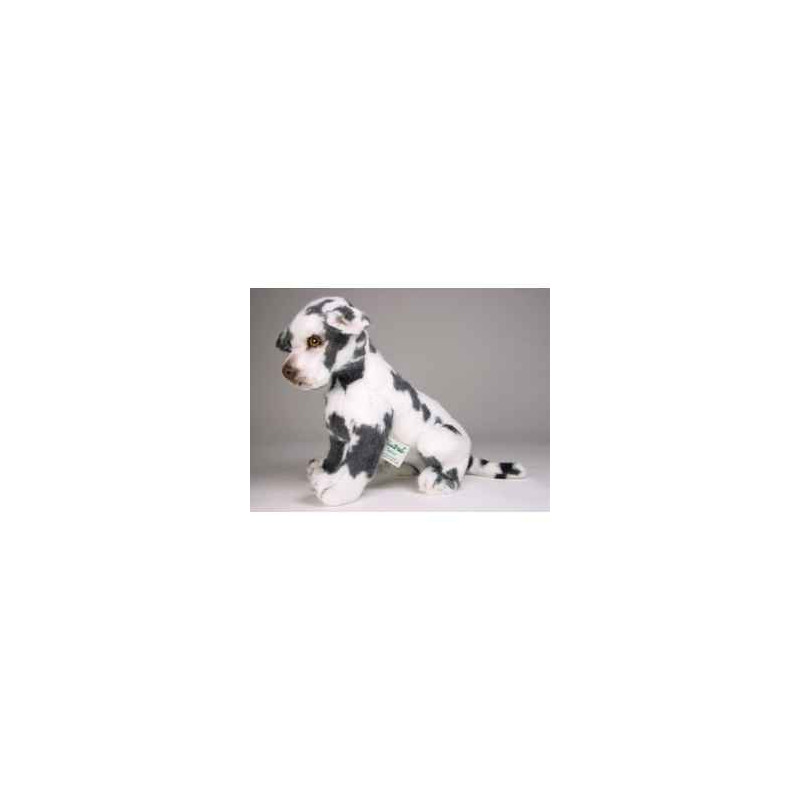 Animaux-Bois-Animaux-Bronzes propose Chien Grand Danois Harlequin 35 cm assis peluche réaliste Piutre 3311
