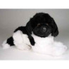 Animaux-Bois-Animaux-Bronzes propose Chien Terre Neuve noir/blanc 40 cm peluche animaux allongés réaliste Piutre 2239