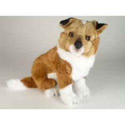 Animaux-Bois-Animaux-Bronzes propose Chien Collie 45 cm assis peluche réaliste Piutre 1275