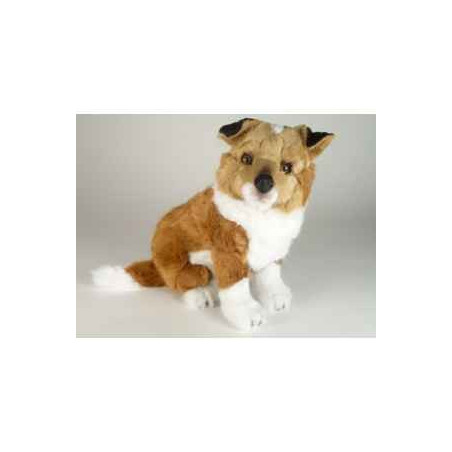 Animaux-Bois-Animaux-Bronzes propose Chien Collie 45 cm assis peluche réaliste Piutre 1275